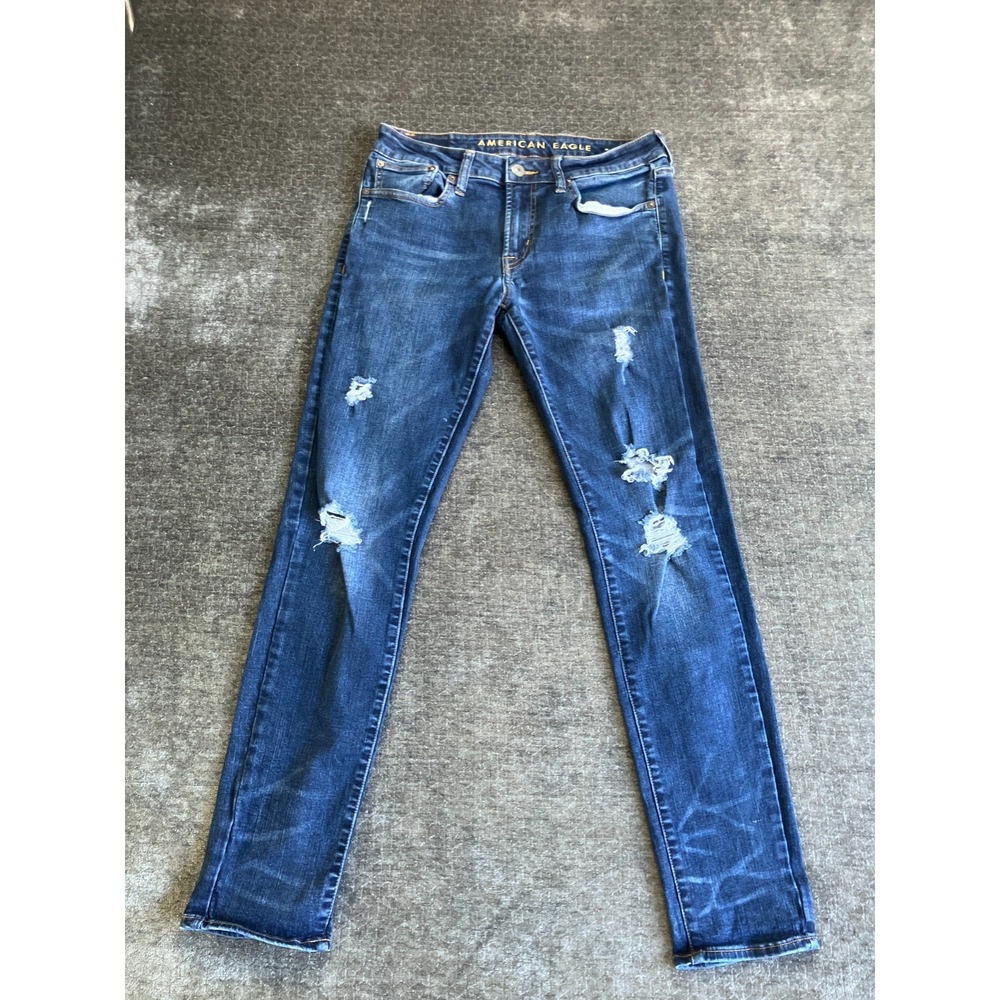 American Eagle Outfitters‎ Flex Skinny Jeans Mens 31x32 Blue Cotton Distressed